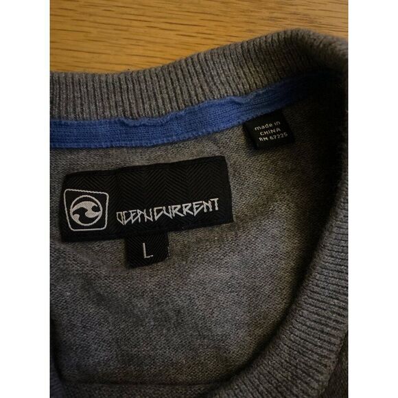 Ocean Current Men's grey striped cotton casual crew neck sweater size large - Picture 6 of 8